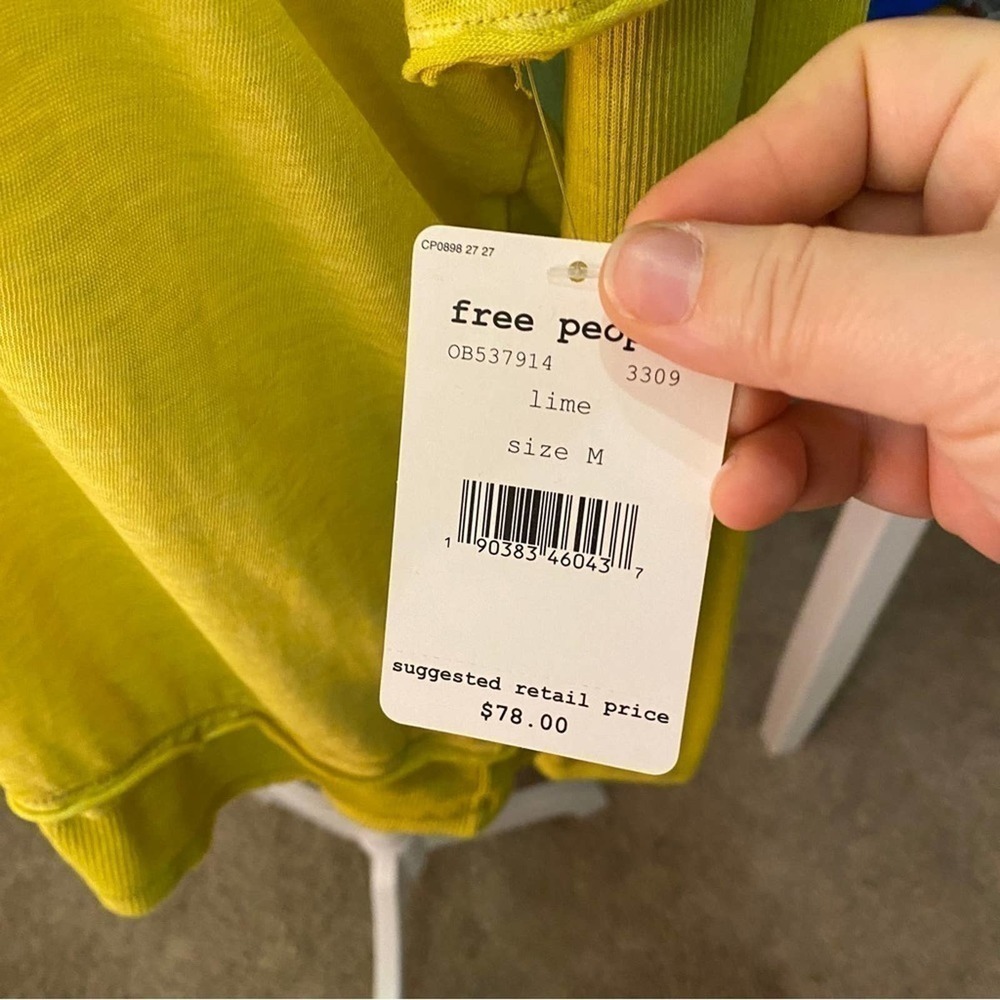 NWT free people lime faux under shirt Blouse long sleeve medium top - Picture 7 of 10